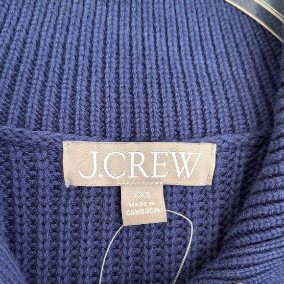 J. Crew Women’s Ribbed cotton button collar navy gold chunky knit boxy XXS NWT - Picture 7 of 12